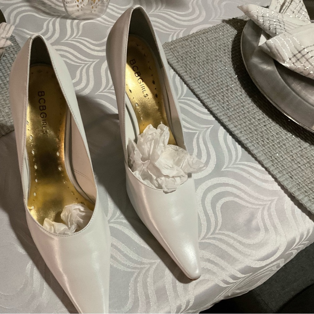 BCBG White Heels
